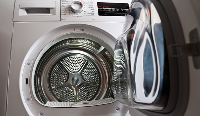 Dryer with open door