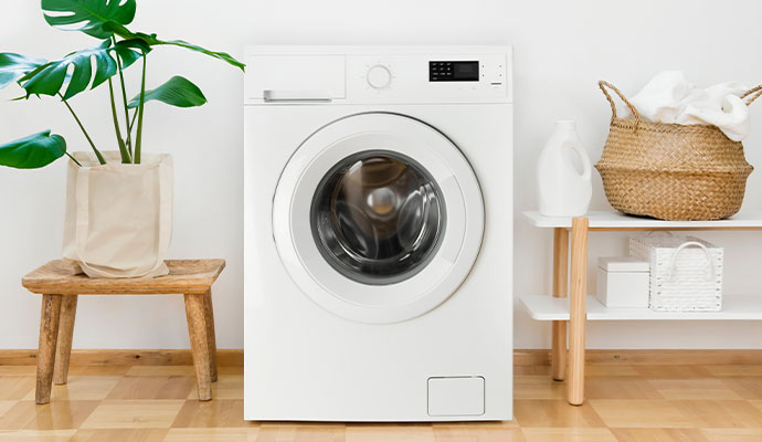 White front loading washer