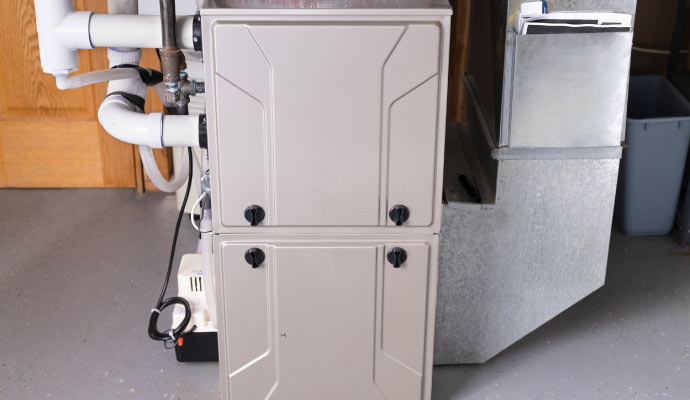 Beige furnace with PVC vents