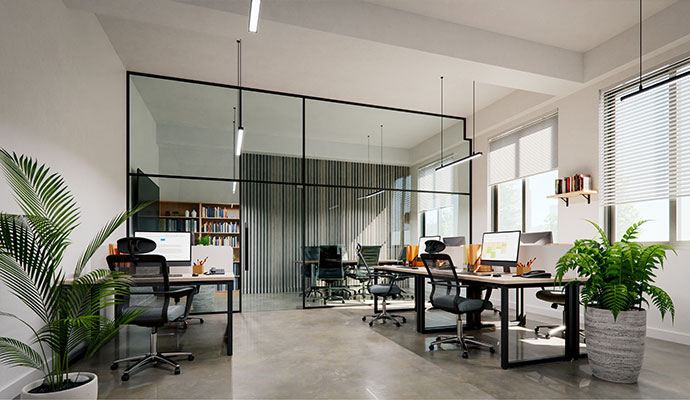 Clean commercial office interior