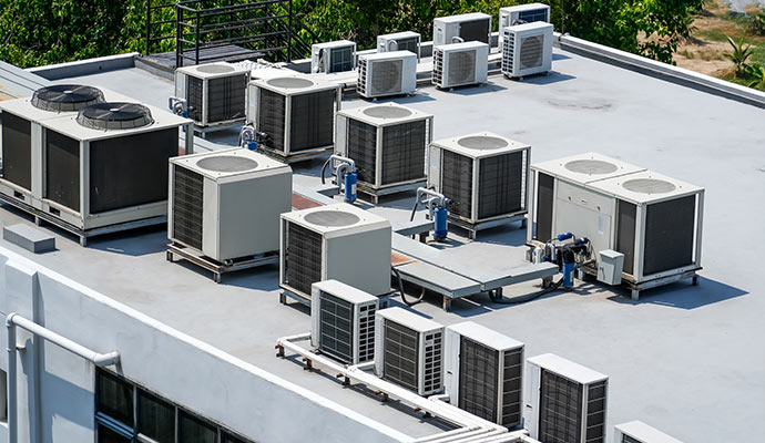 Commercial AC units on a rooftop