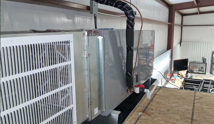 Indoor air handler on platform