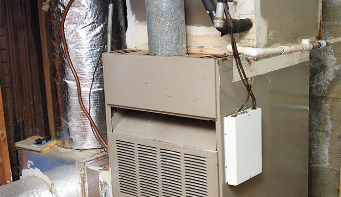 Indoor furnace in a utility room