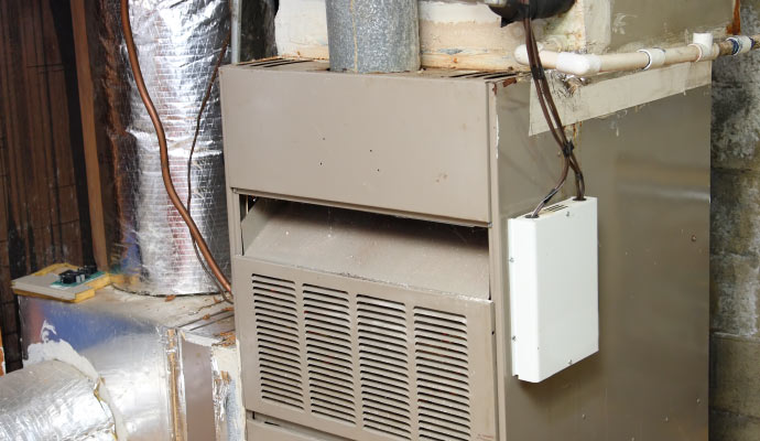 Indoor furnace with open panel
