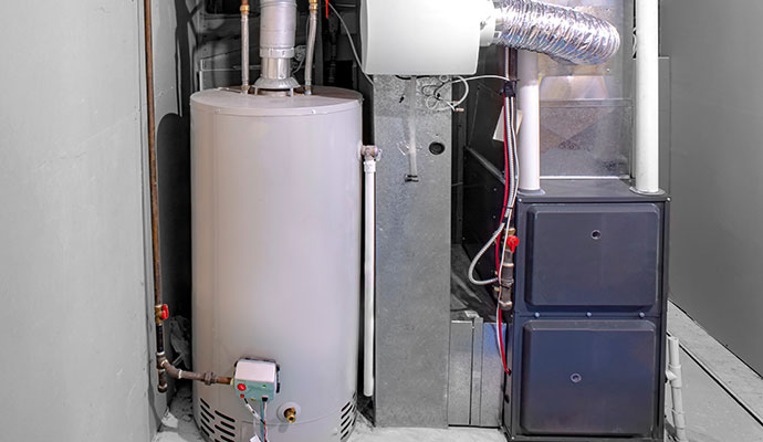 Installed water heater and hvac furnace system Installed water heater and hvac furnace system