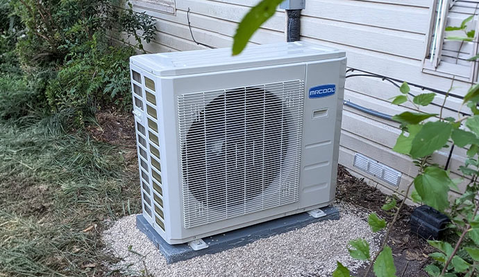 MrCool white outdoor HVAC unit