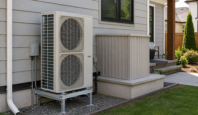 Outdoor HVAC unit on stand