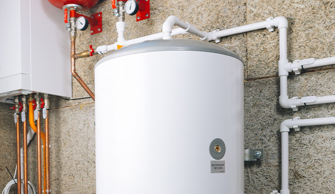 An installed residential water heater