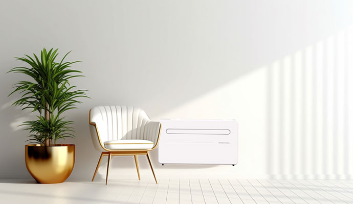Wall-mounted heating unit in a commercial space