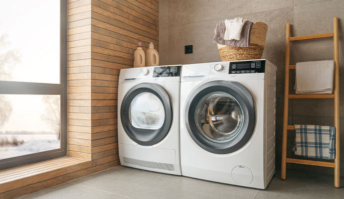 Washer and dryer in laundry room