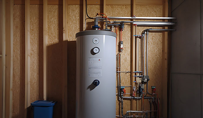 An installed conventional water heater system