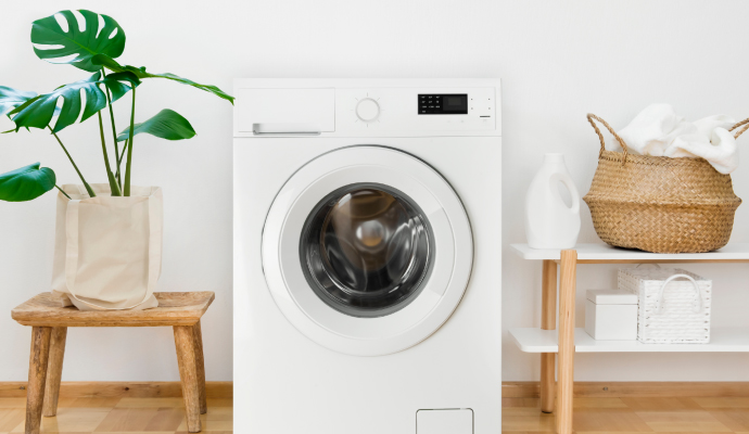 White front loading washer