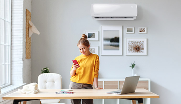 Woman in a room with fresh indoor air